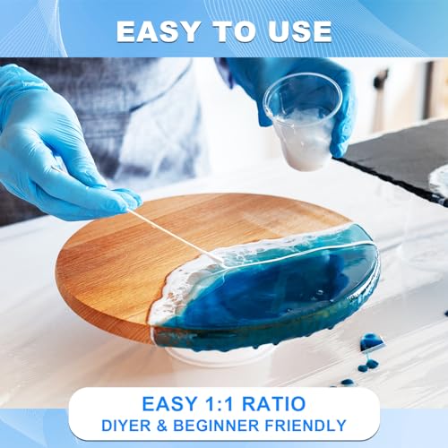 Epoxy Resin, 80OZ Crystal Clear Epoxy Resin Kit, Bubble Free & No Yellowing Casting Resin, Fast Curing Resin Kit for Art Crafts, Jewelry Making, Countertop, Table Top, Wood