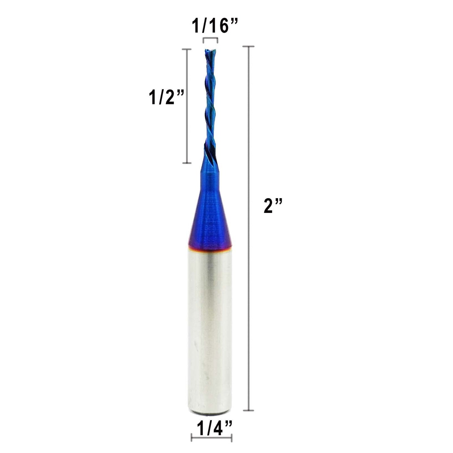 2 PCS CNC Router Bit Down Cut 1/16 inch Cutting Dia 1/4 inch Shank Solid Carbide End Mill with Nanco Blue Coating CNC Bits for Wood Cut 3D Carving - WoodArtSupply