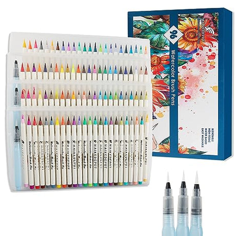 MAIKEDEPOT Watercolor Brush Pens, Artists Markers Assorted Colors Pens, Water Brush Pens Watercolor Painting Markers with Online Video Tutorial for MAIKEDEPOT