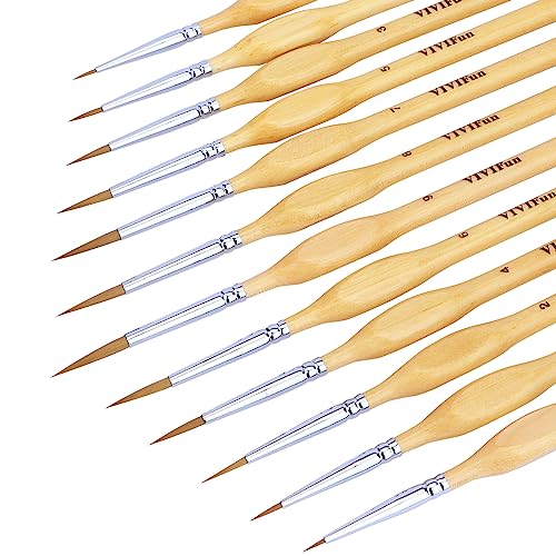 VIVIFun 12 Pcs Detail Paint Brush Set, Fine Tip Point Paintbrush for Micro Painting, Miniature Paint Brushes for Acrylic, Watercolor, Oil, Models, - WoodArtSupply