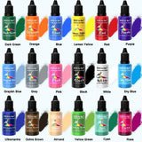 Airbrush Paint Set - 30 Colors Airbrush Paint with 2 Cleaning Brush, Ready to Spray Airbrush Kit, Water Based Acrylic Air Brush Paint for Metal, ERCorArt