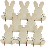 Kisangel 16 pcs DIY White Embryo Rabbit Unfinished Wood Planks Farmhouse Easter Decor Wood Rabbit Slices Indoor Easter Decorations Unfinished Wood Kisangel