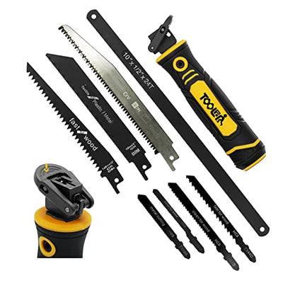 TOOLAN: 8-In-1 Multi Blades Hand Saw, Drywall Cutter Saw. Hacksaw. Long Blade Hand Saw For Cutting Drywall, Sheetrock, Wood, Metel, Plastic, Plywood.