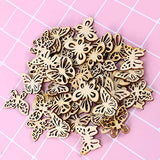 MILISTEN 50pcs Unfinished Wood Crafts Slices Wood Butterfly Shape Craft Wood Embellishments Wooden Butterfly for Crafts Wooden Wedding Cutouts Wood Milisten
