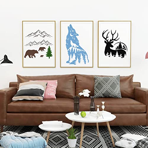 Mountain Stencils for Painting Forest Tree Stencil Animal Wood Burning  Stencils and Patterns Reusable Drawing Templates for Fabric Furniture Wall  DIY