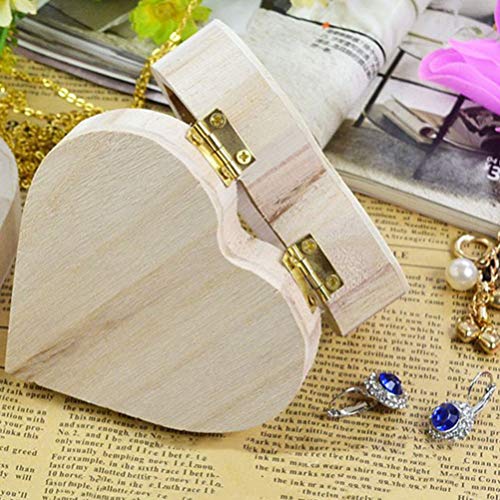 Gadpiparty Wooden Jewelry Box Heart-shaped Wooden Box Retro Storage Box Crafts for Women Girls Jewelry Makeup Home Decor Wood Jewelry Boxes Gadpiparty