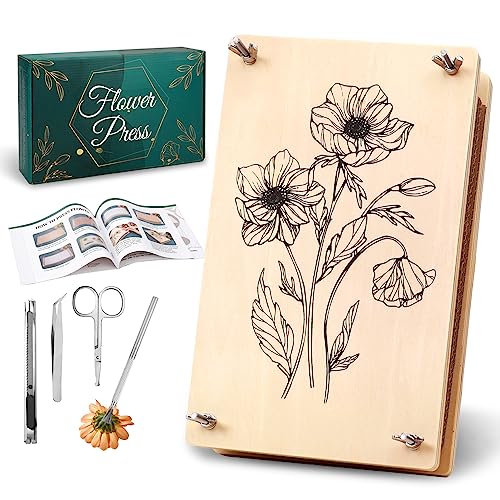 Aboofx Large Professional Flower Press Kit, 6 Layers 10.8 x 6.9 inch DIY Flower Pressing Kit for Adults to Making Dried Flower & Press Flowers Arts - WoodArtSupply