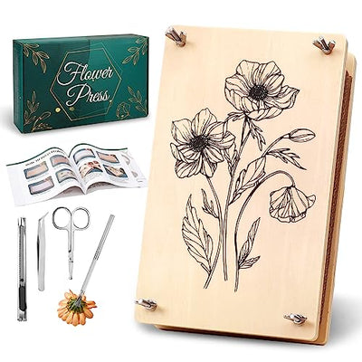 Aboofx Large Professional Flower Press Kit, 6 Layers 10.8 x 6.9 inch DIY Flower Pressing Kit for Adults to Making Dried Flower & Press Flowers Arts