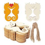 Unfinished Seahorse Shapes Wood/Heart-Shaped Wood DIY Craft Cutout Hanging Ornaments with Natural Twine for Christmas Wedding Birthday Party Zontween