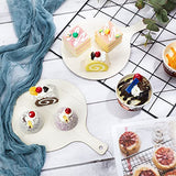 6 Pieces Mini Wooden Cutting Board Craft with Handle Wooden Chopping Board Unfinished Round Charcuterie Boards Mini Cheese Board Rustic Paddle for Yulejo