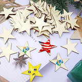 Honbay 50PCS 50mm/2inch Star Blank Unfinished Wood Slices, Wooden Star Embellishments Christmas Ornaments for DIY Crafts, Home Decoration, Games, HONBAY