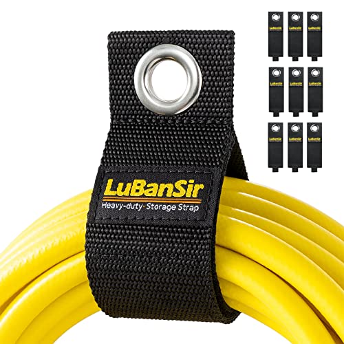 LuBanSir 9 Pack Extension Cord Holder Organizer, 13-inch Heavy Duty Storage Straps for Garden Hose Storage and Garage Wall Organization - WoodArtSupply