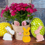 24 Pieces Easter Wooden Bunny Cutouts Unfinished Bunny Table Wooden Signs Peeps Bunny Shaped Blank Wooden Signs Rabbit Shape Tabletop Decor for Medoore