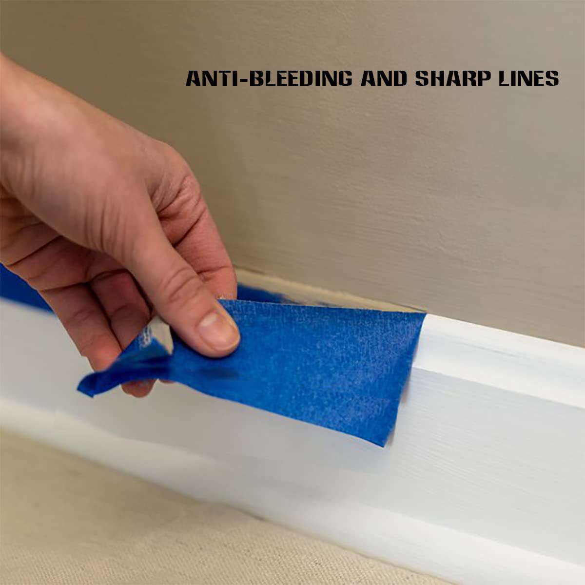 XUXU Blue Painters Tape, 2 Inch Blue Painters Masking Tape Bulk for Multi-Surface, Produce Sharp Lines, Residue-Free 196 Yards Total Blue Tape Set of XUXU