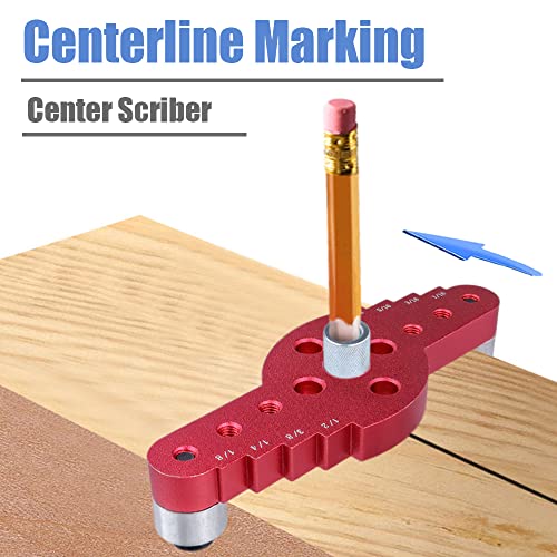 Mesee Vertical Pocket Hole Drilling Jig, 2-In-1 Woodworking Dowelling Jig Locator with Scriber Wood Dowel Drill Guide Puncher Positioner Tools for Mesee