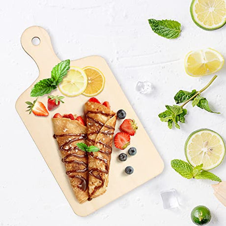 Vmiapxo 16 Pack Unfinished Wood Cutting Board Craft with Handle, Wooden Paddle Cheese Bread Board Set Chopping Board Serving Tray for Craft DIY Vmiapxo