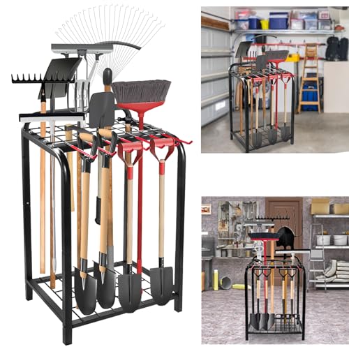 Trieez Heavy Duty Garden Tool Storage, Alloy Steel Garden Tool Organizer - Sturdy Metal Garden Tool Organizer for Garage, Tools, Shed, Yard Tool Trieez