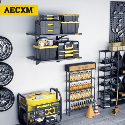 Aecxm 2pack-1.64x4ft Garage Storage Rack Floating Wall Shelves Garage Shelves Heavy Duty Sturdy Wall Shelves Wall Mounted Shelves (Black) Aecxm