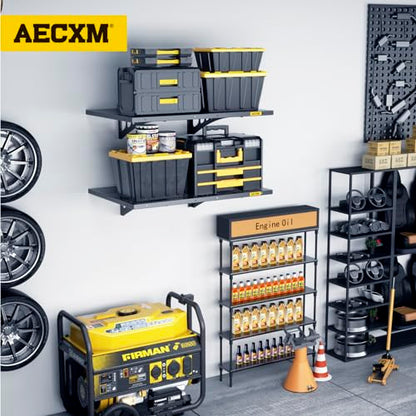 Aecxm 2pack-1.64x4ft Garage Storage Rack Floating Wall Shelves Garage Shelves Heavy Duty Sturdy Wall Shelves Wall Mounted Shelves (Black)