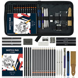 Tavolozza 34 Pack Drawing Art Pencils Set and conda 8.5"x11" Hardbound Sketch Book Tavolozza Fine Arts