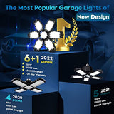 TANBABY 2 Pack LED Garage Lights, 30000LM Deformable Best Garage Light Ceiling LED Shop Lights, 150W E26/E27 LED Light Garage Lighting with 6+1 TANBABY