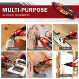 4V Cordless Rotary Tool, 5-Speed 25000RPM TECCPO Mini Power Rotary Tool with 53 Accessories, Rechargeable Rotary Tool for Grinding, Polishing, Wood TECCPO