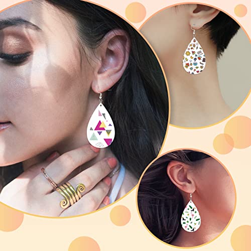 60 Pieces Sublimation Blanks Products, Sublimation Earring Blanks Unfinished Wood Teardrop Earring Pendant with Earring Hooks and Jump Rings Earrings HooAMI