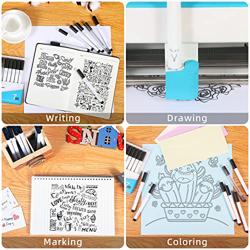 REALIKE Black Pens Set for Cricut Joy, 7 Pack Variety Pens Include Fine Point Pen,Glitter Gel, Marker, Calligraphy Writing Drawing Pens Compatible REALIKE