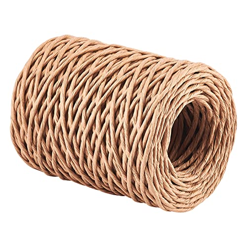 CHGCRAFT 2mm 164ft(50m) Floral Iron Bind Stem Wire Paper Wrapped Rattan Rope Rustic Paper Twine for Flower Bouquets Wedding Gift Wrap Weaving Basket - WoodArtSupply