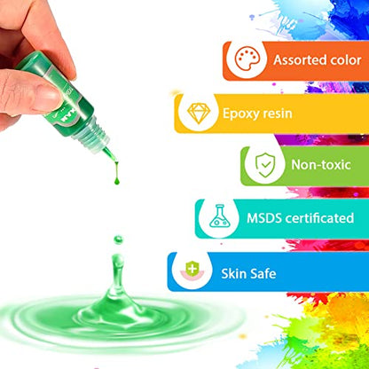 Epoxy Resin Pigment - 12 Colors Epoxy Resin Liquid Dye Transparent High Concentration Resin Colorant for Epoxy Resin Crafts Art Coloring, Painting,