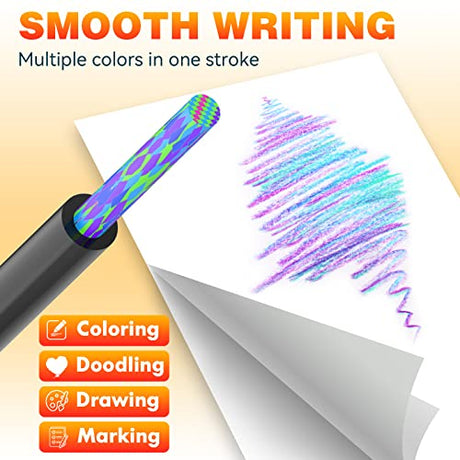 nsxsu 12 Colors Rainbow Pencils, Jumbo Colored Pencils for Adults, Multicolored Pencils for Art Drawing, Coloring, Sketching, Pre-sharpened(Pack of nsxsu