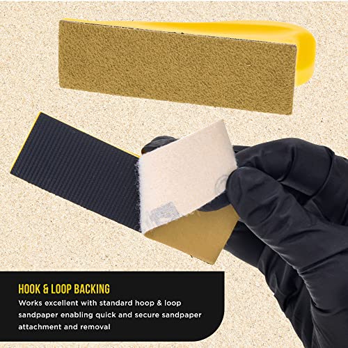 Dura-Gold Micro Hand Sanding Block Kit, 3.5” x 1” Pad, Hook & Loop Backing, 40 Sandpaper Sheets, 5 Each 60, 80, 120, 180, 220, 320, 400, 600 Grit - Dura-Gold