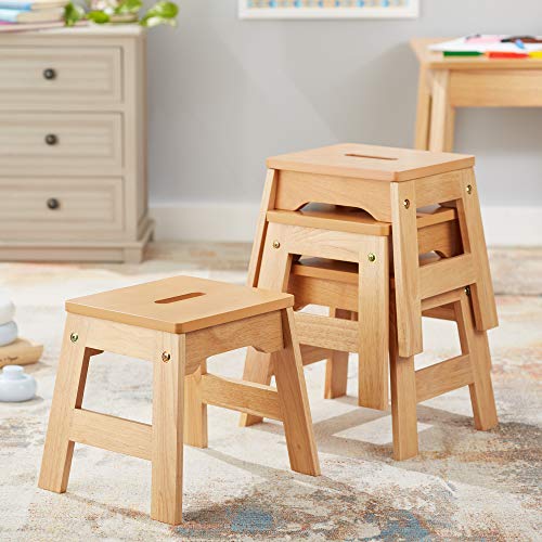 Melissa & Doug Wooden Stools - Set of 4 (Natural) - WoodArtSupply