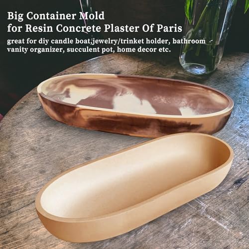 Wehous Large Bowl Resin Mold, 11.6'' Oval Bowl Silicone Molds for Resin Concrete Cement, Epoxy Casting Mold for Jewelry Makeup Storage Container Wehous
