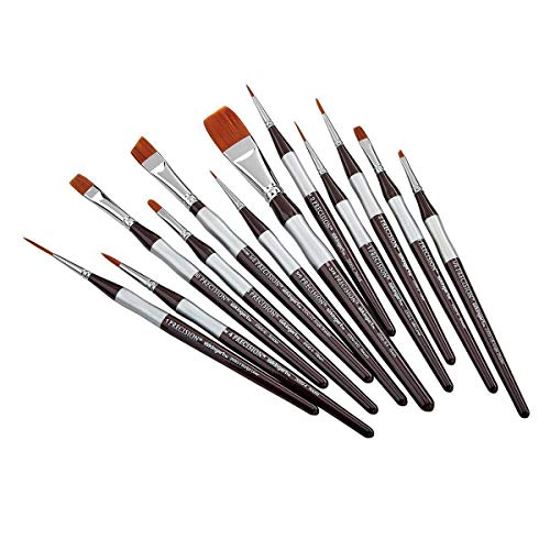 KINGART 1070B Premium Precision Mixed Media Artist Paint Brushes Set of 12, Ergonomic Comfort Short Handle, Oil, Watercolor, Acrylic Painting, Gift - WoodArtSupply