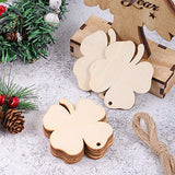Amosfun Wooden Four-Leaf Clover Ornaments St. Patricks Day DIY Wood Arts and Crafts Shamrock Wooden Hanging Adornments Party Favors Decorations 20PCS Amosfun
