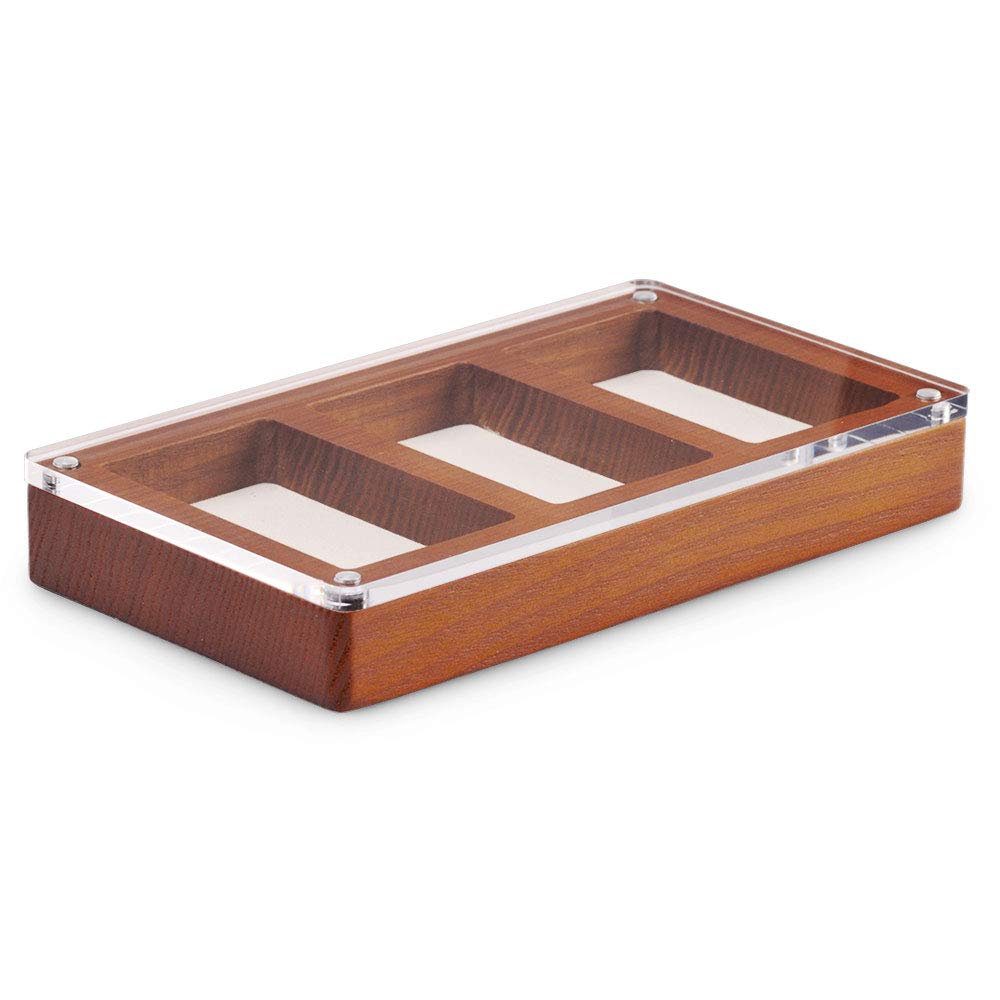 Oirlv Solid Wooden Glass Top Jewelry Display Case,Wooden Small Jewelry Tray for Collectibles Home Organization Accessories Storage Box with Oirlv