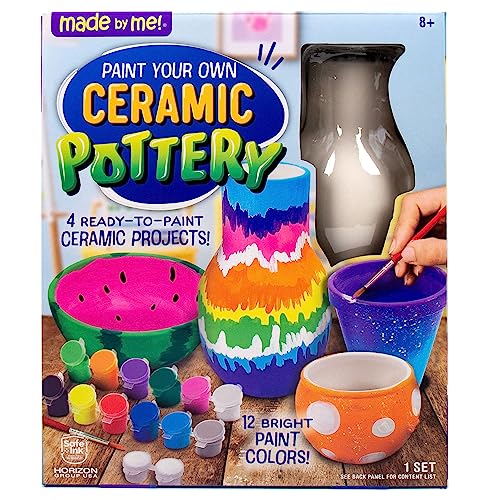 Made By Me Paint Your Own Ceramic Pottery, Fun Ceramic Painting Kit for Kids, Paint Your Own Ceramic Pottery Dish, Flower Pot, Vase & Bowl, Great - WoodArtSupply