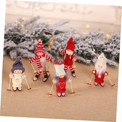 Yardenfun 4pcs Wooden Ski Doll Christmas Tree Decoration Wooden Farmhouse Hanging Crafts Ski Doll Ornament Christmas Tree Hanging Ornaments - WoodArtSupply