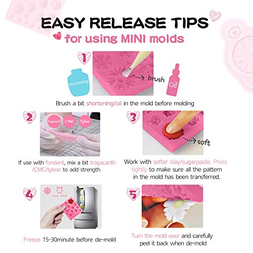 FUNSHOWCASE Vintage Frame Silicone Molds 6 Bundle Set 12-Cavity, for Sugar Paste, Chocolate, Fondant, Resin, Polymer Clay, Gumpaste, Wax FUNSHOWCASE