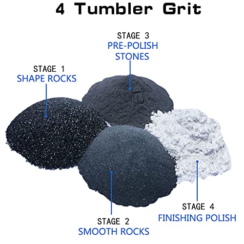 4.5 LBS Rock Tumbler Grit Media Complete Kit -Inculde 4 Steps Grits + Plastic Pellets + Ceramic Filler Media, Compatible with Any Brand Tumbler, Rock - WoodArtSupply