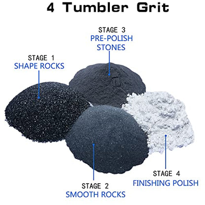 4.5 LBS Rock Tumbler Grit Media Complete Kit -Inculde 4 Steps Grits + Plastic Pellets + Ceramic Filler Media, Compatible with Any Brand Tumbler, Rock - WoodArtSupply