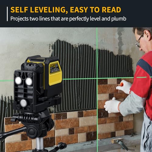 Firecore Professional Green Cross Line Laser, 130ft Self-Leveling Laser Level with Horizontal and Vertical Lines, IP54 Rating Manual Pulse Mode, 360° Firecore