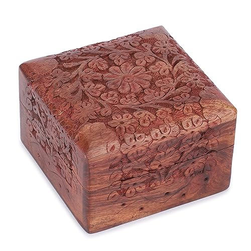 Ajuny Wooden Hand Carved Keepsake Box Jewellery Armoire Chest Organiser Perfect Unique Gifts Ideas For Women