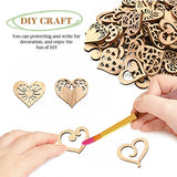 KitBeads 100pcs Wood Heart Cutouts Hollow Wood Heart Embellishments Valentine Love Heart Shape Laser Cut Ornaments for Crafts DIY Home Decorations KitBeads