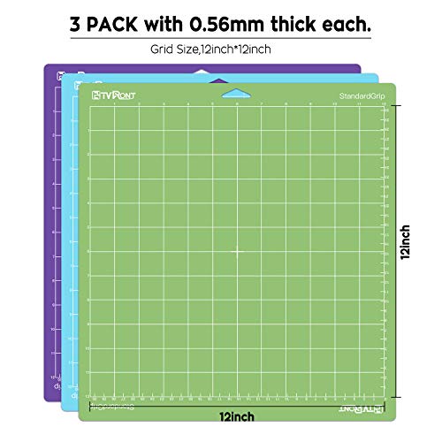 HTVRONT Cutting Mat for Cricut, 3 Pack Cutting Mat 12x12(StandardGrip, LightGrip, StrongGrip) for Cricut Explore Air 2/Air/One/Maker, Variety HTVRONT