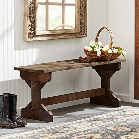 Backyard Discovery Garden Farmhouse Wood Bench, Indoor and Outdoor Accent, Walkway, Gardens, Patio, Porch, Walnut Backyard Discovery