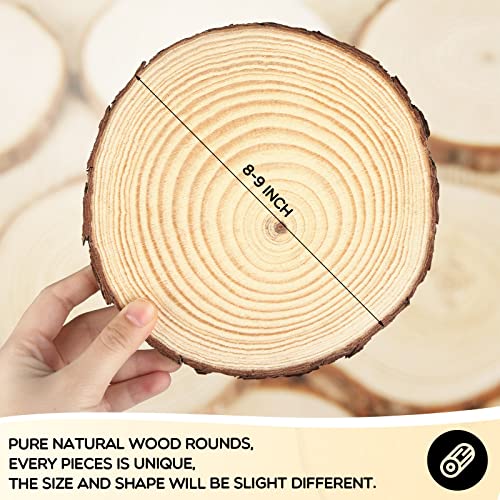 15 Pcs Christmas Wood Slices for Centerpieces 7-8 Inch Unfinished Natural Wood Coasters with Tree Bark Rustic Wood Pieces for Crafts Wood Rounds for - WoodArtSupply