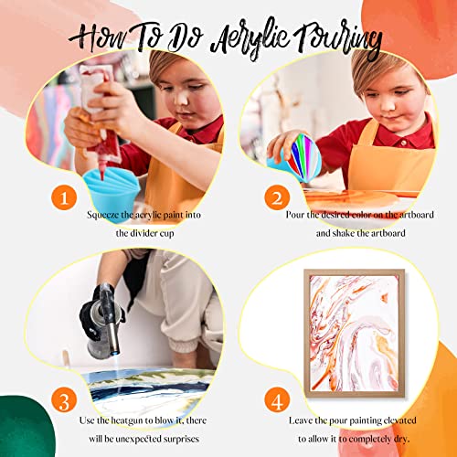 Split Cups for Paint Pouring 4 Pcs Silicone Paint Pour Cup with 2-5 Channels Dividers Pour Painting Supplies Painting Tools Silicone Cups for Resin Zubebe