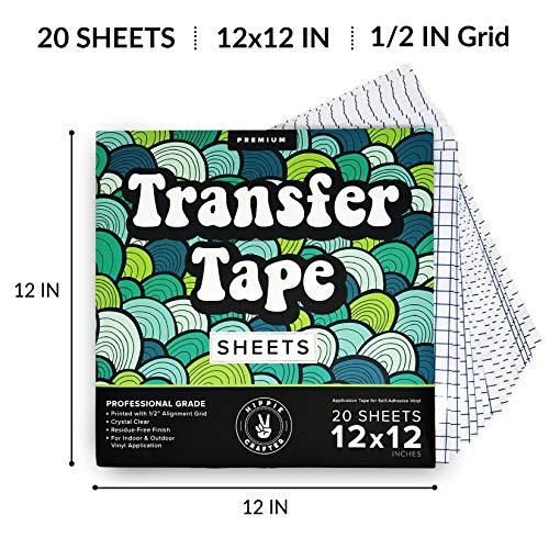 Clear Transfer Tape for Vinyl Adhesive and HTV Heat Transfer Paper Sheets for Cricut Transfer Tape for Vinyl Paper Transfer Tape 20 Pieces 12"x 12" HIPPIE CRAFTER